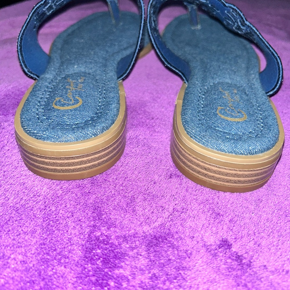 Blue Jean Embroidered Women's Sandals - Picture 3 of 4